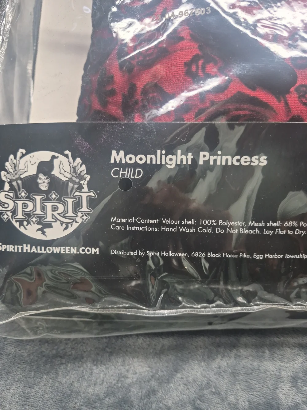 Spirit Halloween Moonlight Princess Costume Girls S  4-6 Red Black Gothic  2 Pcs - Picture 8 of 8